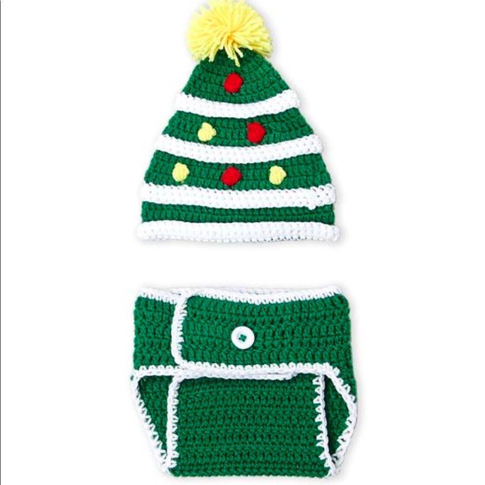 Christmas Tree 🎄 Cap & Diaper Cover Set